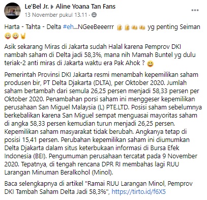 [Cek Fakta] Miras di DKI Sudah Halal? Ini Faktanya