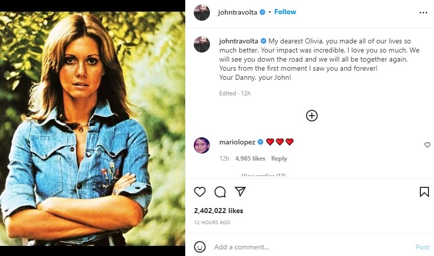 Olivia Newton-John Meninggal, John Travolta Tulis Pesan Menyentuh