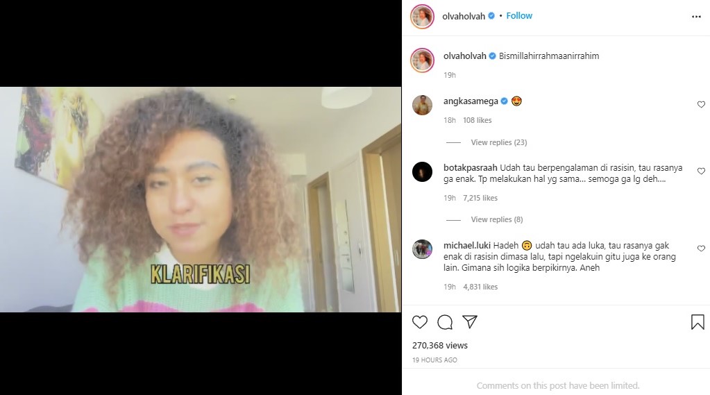 Olvah Alhamid memberikan klarifikasi soal ucapan rasisnya pada WNA Tiongkok.