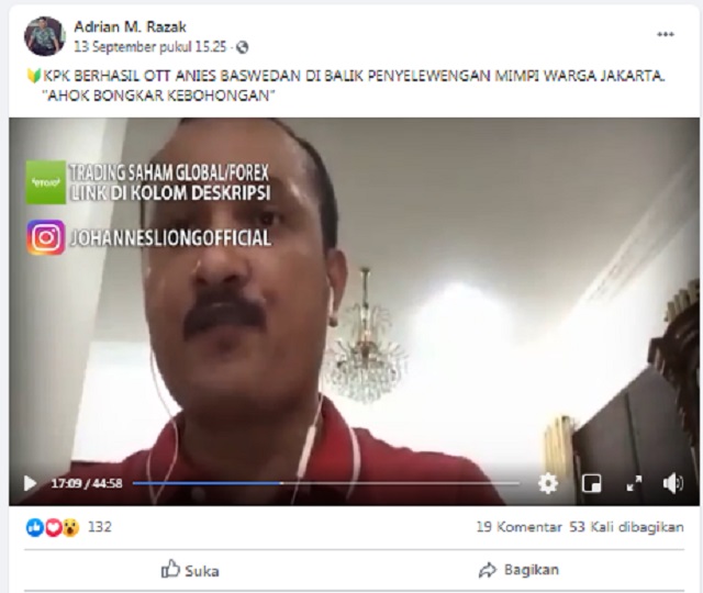 [Cek Fakta] KPK Berhasil OTT Anies Baswedan di Balik Penyelewengan Mimpi Warga Jakarta? Ini Faktanya