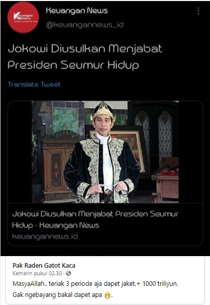 [Cek Fakta] Jokowi Diisukan Jadi Presiden Seumur Hidup? Ini Faktanya