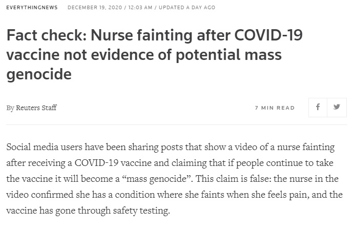 [Cek Fakta] Video Perawat Pingsan karena Vaksin Covid-19? Ini Faktanya