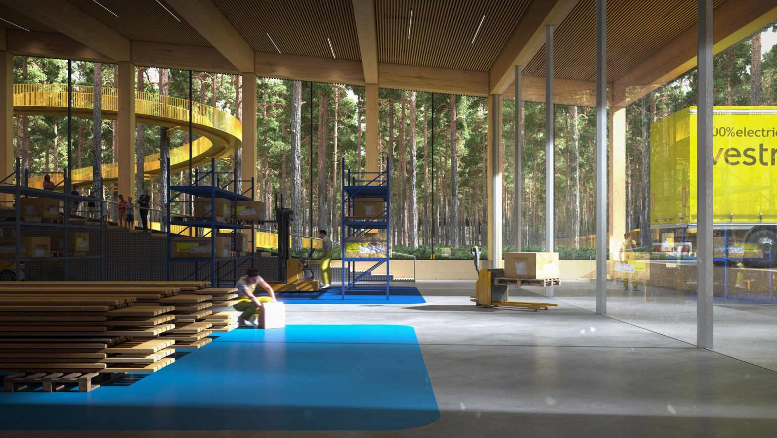 Desain Memukau Pabrik Furnitur di Tengah Hutan