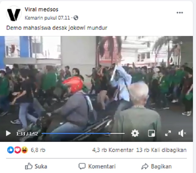 [Cek Fakta] Viral Video Mahasiswa Unjuk Rasa Tuntut Jokowi Mundur di Tengah Pandemi? Ini Faktanya