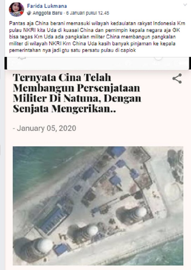 Tiongkok Telah Membangun Pangkalan Militer dengan Persenjataan Mengerikan di Natuna? Simak Faktanya