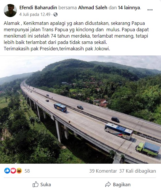 [Cek Fakta] Foto Penampakan Jalan Layang Tol di Papua Dibangun di Era Jokowi? Ini Faktanya