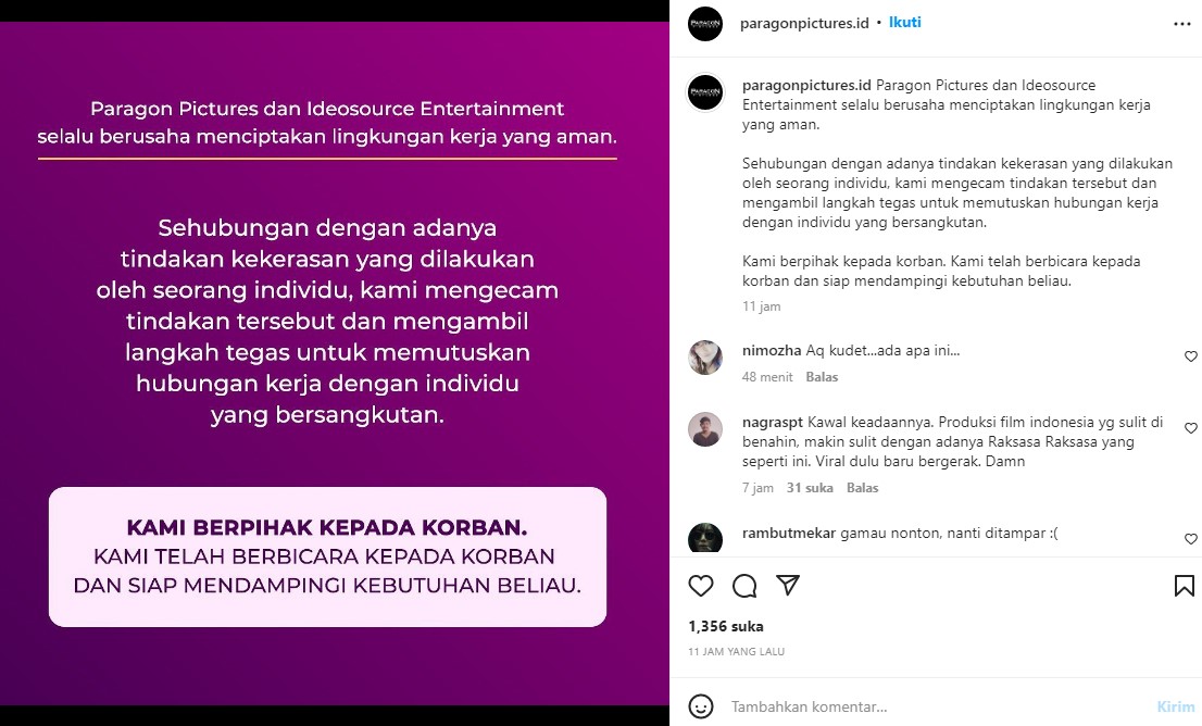 Heboh Isu Sutradara Tampar Kru, Pihak Paragon Pictures Buka Suara