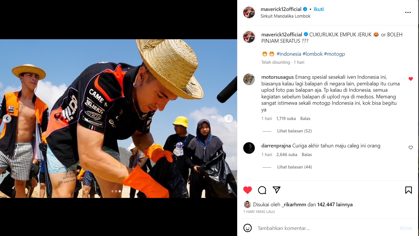 Pembalap MotoGP Tanam Terumbu Karang dan Bersihkan Pantai Sebelum Balapan di Mandalika