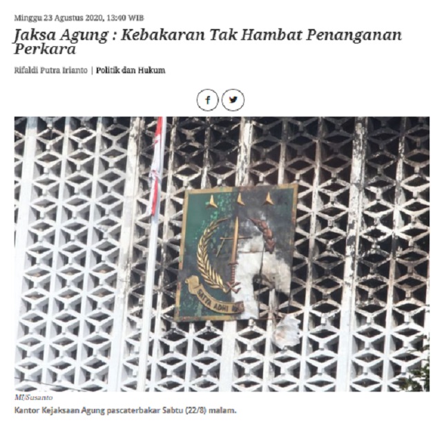 [Cek Fakta] Gedung Kejaksaan Terbakar, LBP Minta 'Pemutihan' Sejumlah Koruptor? Ini Faktanya