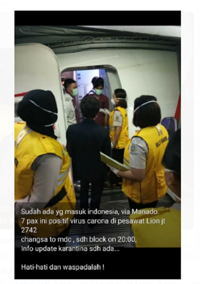 [Cek Fakta] Hoaks, 7 Penumpang Lion Air di Manado Positif Terinfeksi Virus Korona