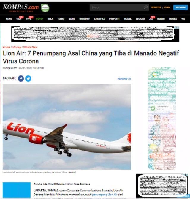 [Cek Fakta] Hoaks, 7 Penumpang Lion Air di Manado Positif Terinfeksi Virus Korona