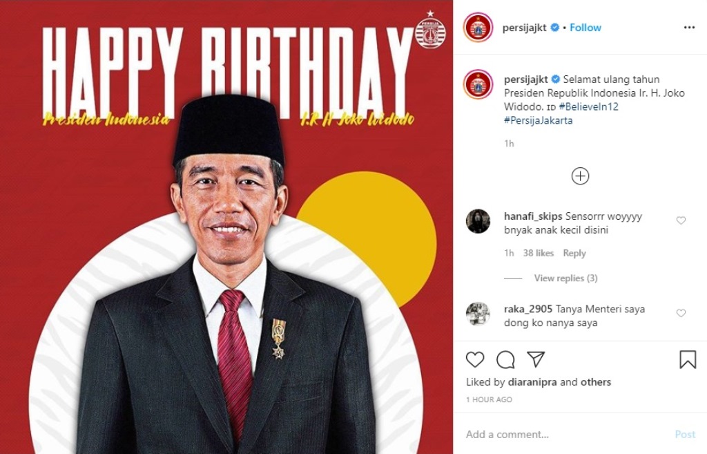 Ucapan Selamat dari Dunia Olahraga untuk Presiden Joko Widodo