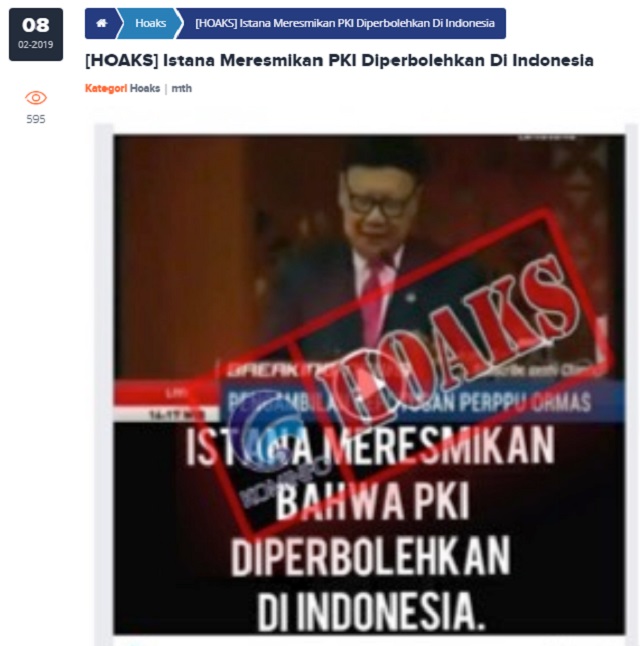 [Cek Fakta] Istana Resmikan PKI Diperbolehkan di Indonesia? Ini Faktanya