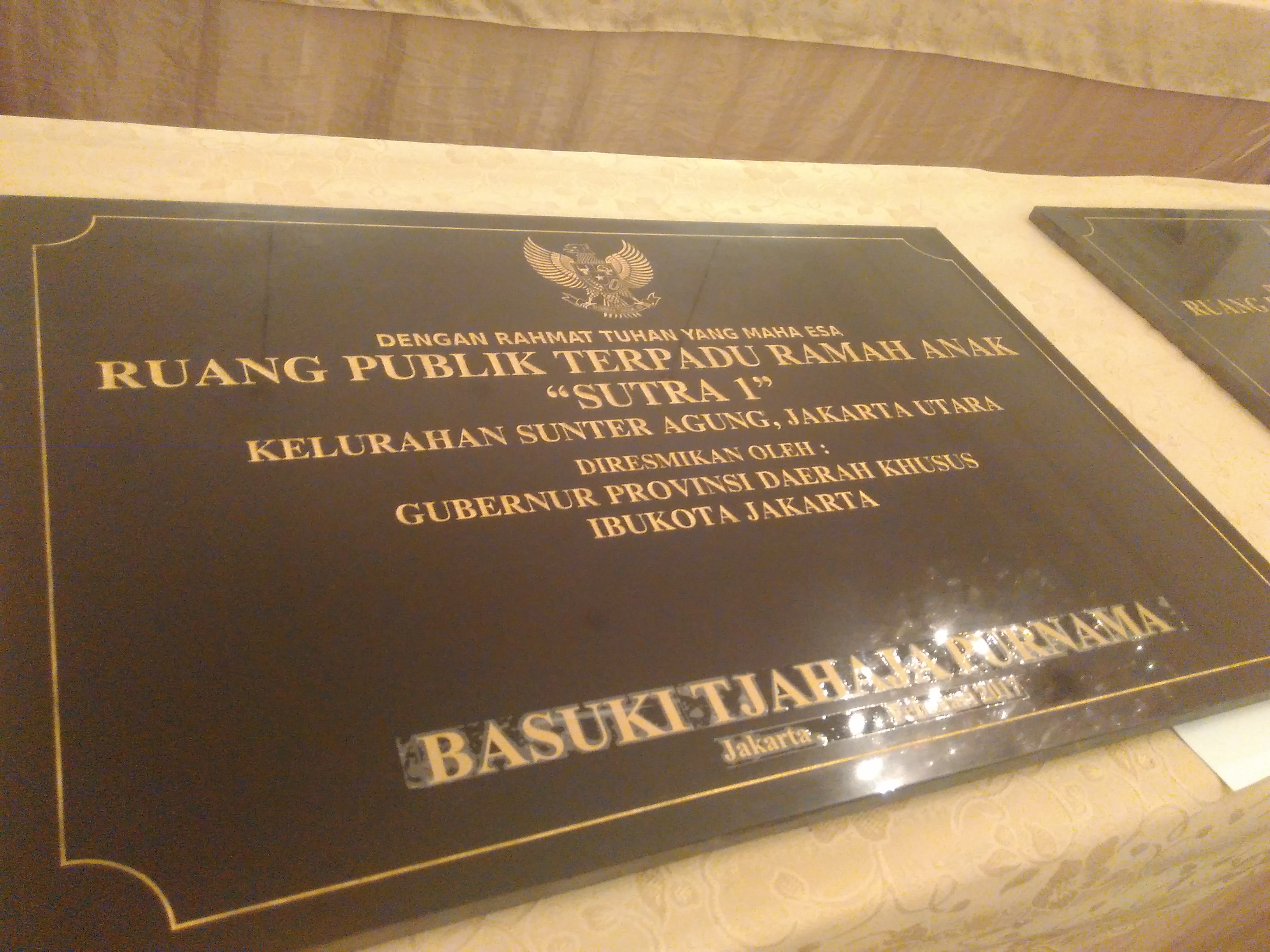Nama Ahok tak Diukir di Plakat RPTRA