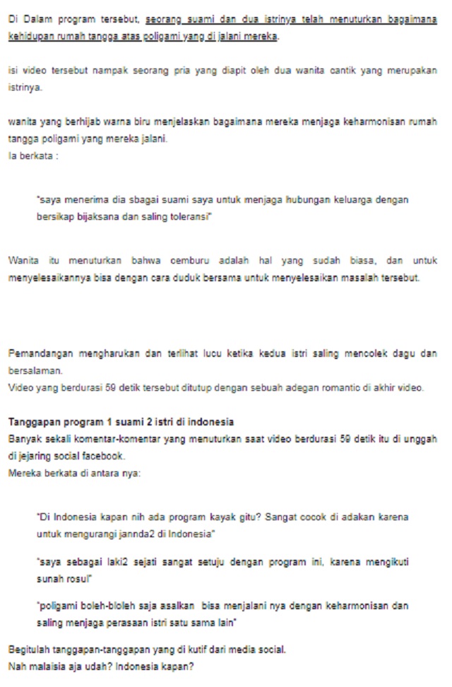 [Cek Fakta] Indonesia akan Luncurkan Program 1 Suami 2 Istri? Ini Faktanya
