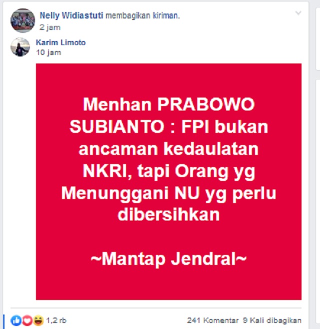 Prabowo Sebut FPI Bukan Ancaman NKRI? Ini Faktanya