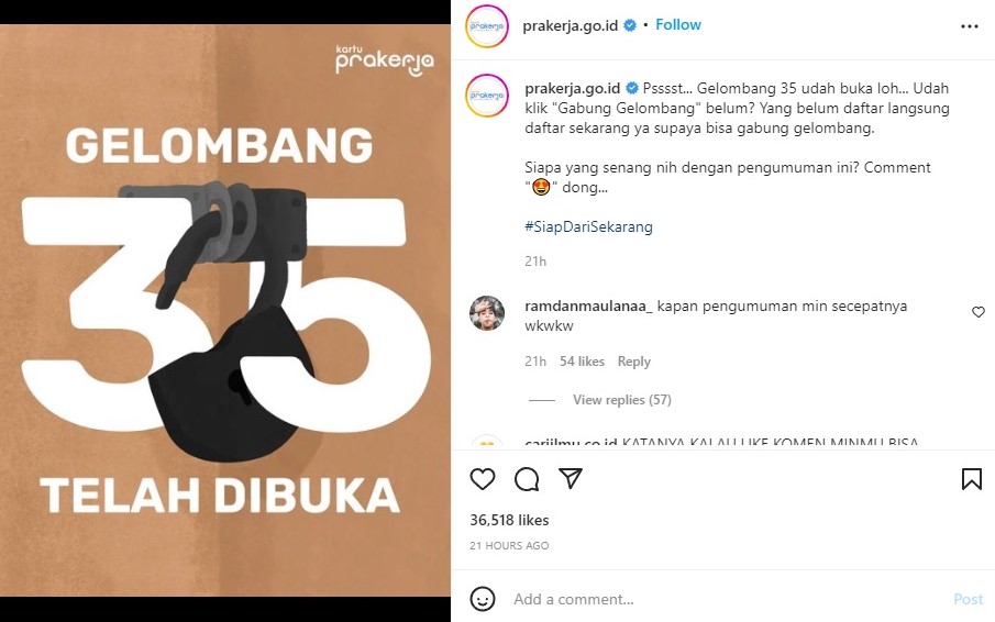 Kartu Prakerja Gelombang 35 Dibuka, Ini Cara Daftarnya