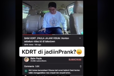 Konten <i>Prank</i> KDRT Berbuntut Panjang, Baim Wong Siap-siap Dipanggil Polisi