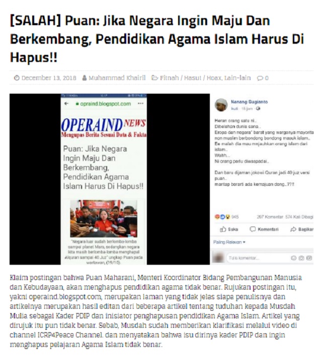 [Cek Fakta] Ketua DPR Sebut Syarat Negara Maju, Pendidikan Agama Islam Harus Dihapus? Ini Faktanya