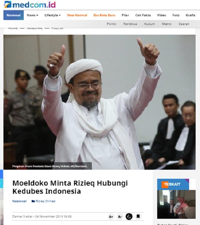 [Cek Fakta] Habib Rizieq Bersumpah Tak Pulang ke Indonesia Kecuali Dijemput Jokowi? Ini Faktanya