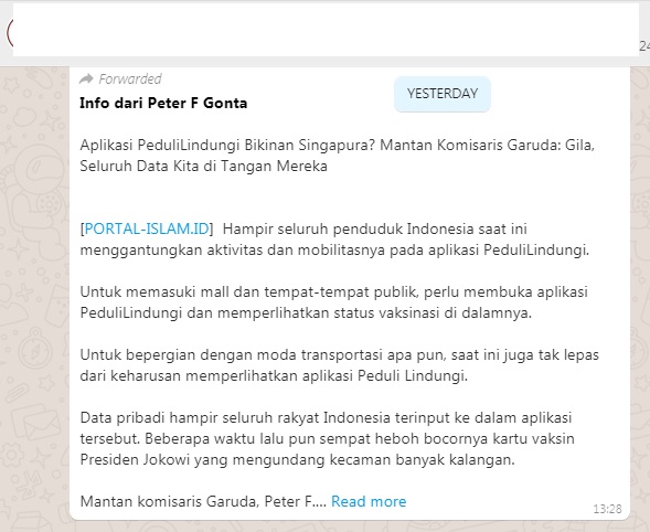 [Cek Fakta] Benarkah Aplikasi PeduliLindungi Buatan Singapura? Ini Faktanya