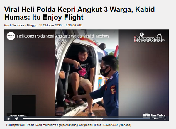 [Cek Fakta] Video TKA Tiongkok Masuk Aceh Naik Helikopter Polri? Ini Faktanya