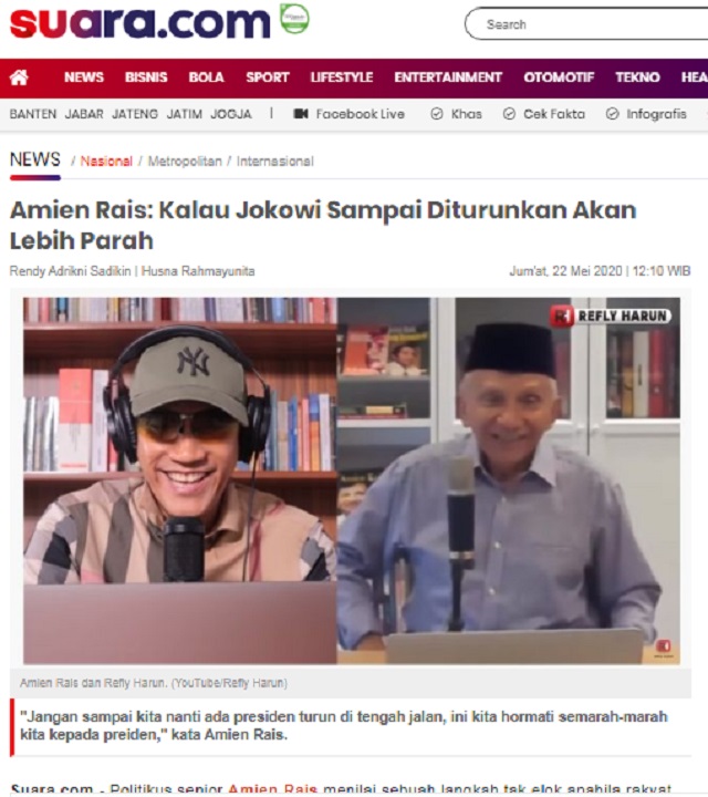 [Cek Fakta] Amien Rais Sebut Jokowi Sosok Terbaik Selamanya Buat Indonesia? Ini Faktanya