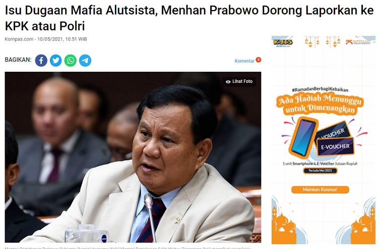 [Cek Fakta] KPK Geledah Kantor Kemenhan Ungkap Mafia Alutsista? Ini Faktanya