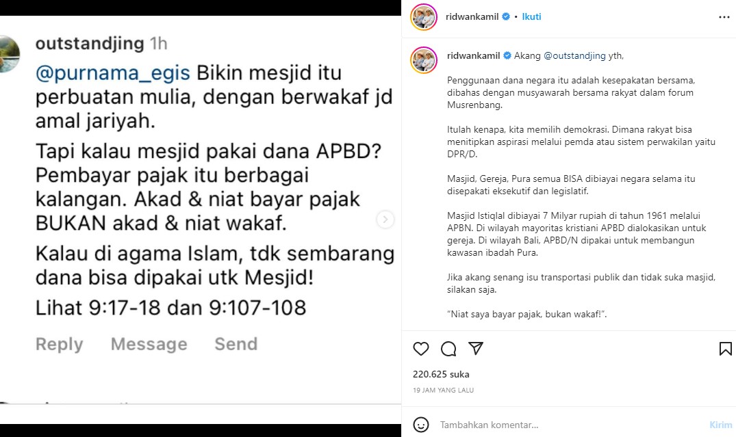 Ramai Ridwan Kamil vs Netizen Soal Bangun Masjid Raya Al jabbar Pakai APBD