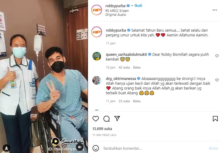 Robby Purba sakit tumor payudara. Instagram @robbypurba