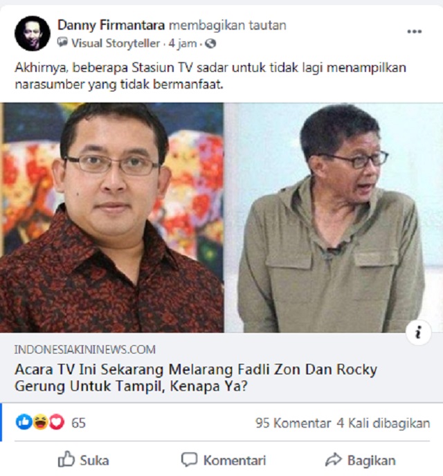 [Cek Fakta] Rocky Gerung Dilarang Tampil di TV? Ini Faktanya