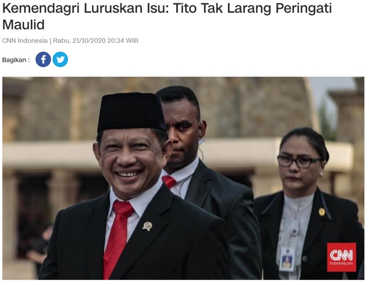 [Cek Fakta] Mendagri Tito Karnavian Ingin Meniadakan Maulid Nabi ? Ini Faktanya