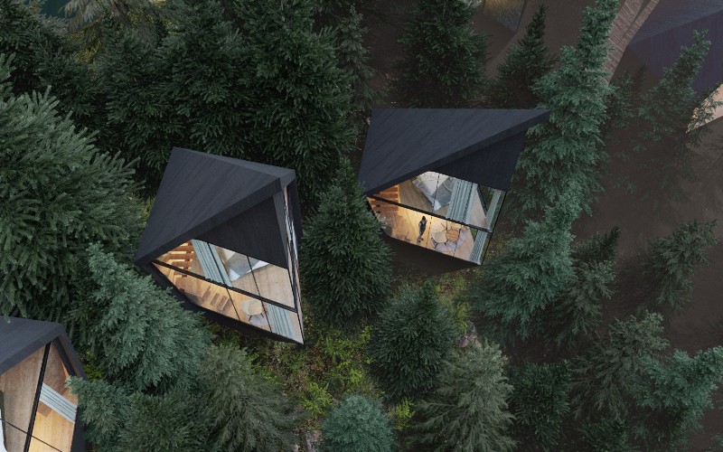 Tree House, Rumah Runcing Spektakuler dari Kayu Hitam