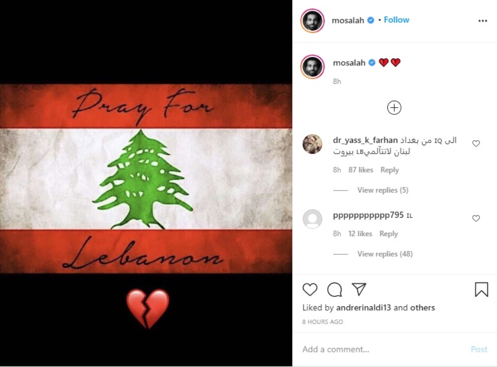 Ledakan di Lebanon, Salah dan Mbappe Ikut Berduka