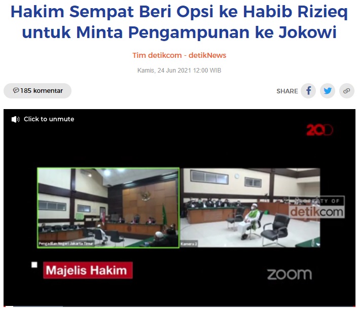 [Cek Fakta] Banding Ditolak, Rizieq Shihab Divonis Seumur Hidup? Ini Faktanya
