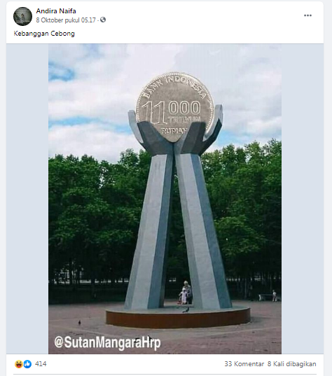 [Cek Fakta] Foto Monumen Koin Rp11 Ribu Triliun? Ini Faktanya