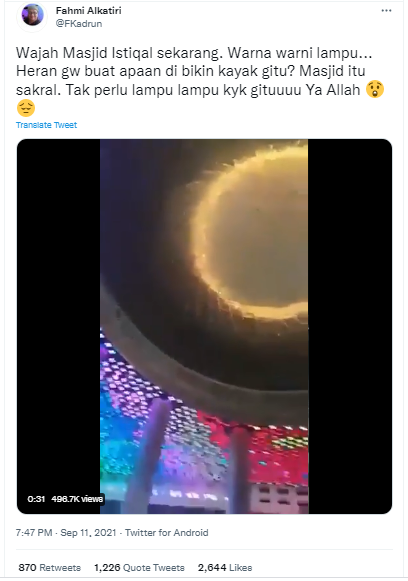 [Cek Fakta] Lampu Masjid Istiqlal kayak Diskotek? Ini Faktanya