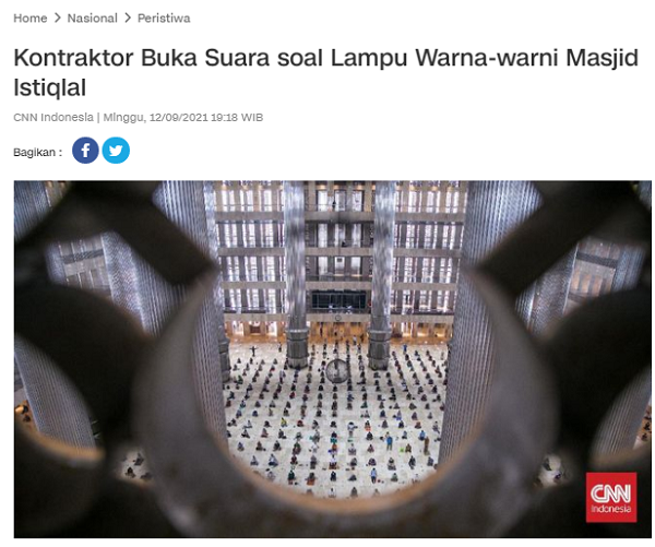 [Cek Fakta] Lampu Masjid Istiqlal kayak Diskotek? Ini Faktanya