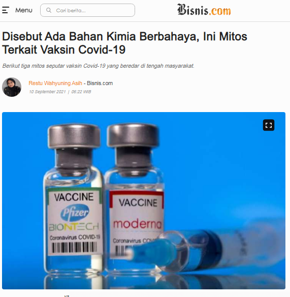 [Cek Fakta] Beredar Daftar Bahan Kimia Berbahaya di Dalam Vaksin Covid-19? Ini Faktanya