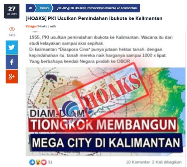 [Cek Fakta] Pemindahan Ibu Kota ke Kaltim Program PKI Tahun 1955? Ini Faktanya