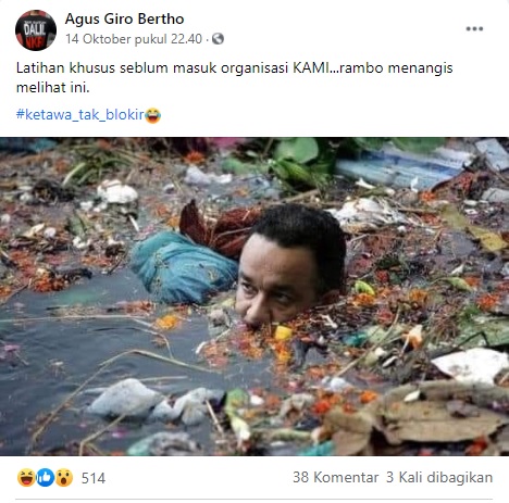 [Cek Fakta] Foto Anies Baswedan Berendam di Air Penuh Sampah? Ini Faktanya
