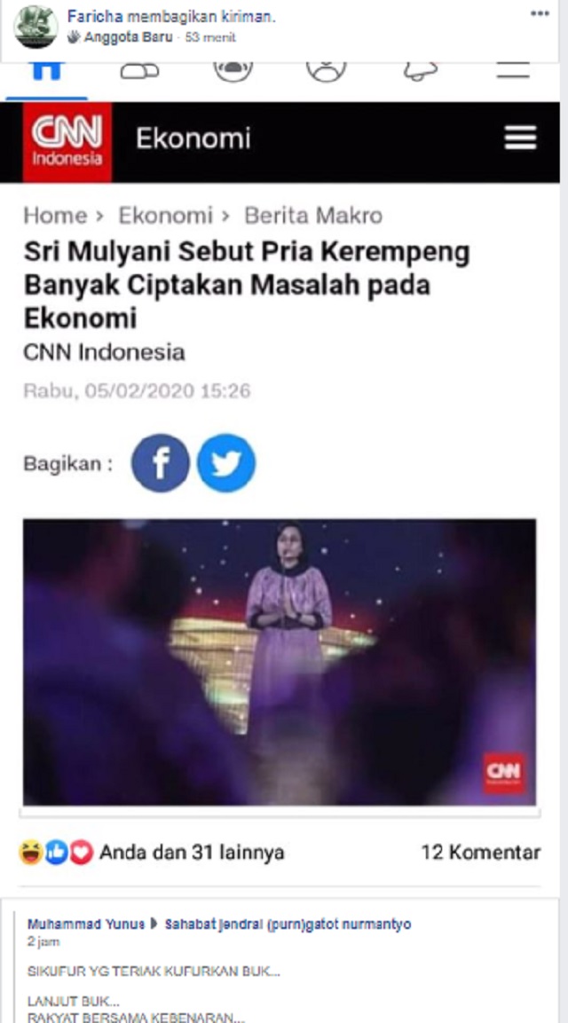 [Cek Fakta] Sri Mulyani Sebut Pria Kerempeng Banyak Ciptakan Masalah pada Ekonomi? Ini Faktanya