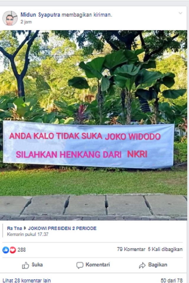 [Cek Fakta] Viral Spanduk 'Kalau Tidak Suka Jokowi Silakan Hengkang dari Indonesia'? Ini Faktanya