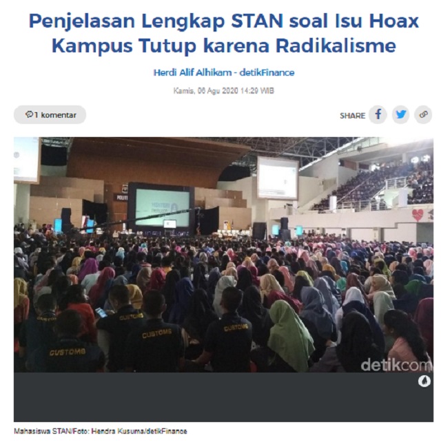 [Cek Fakta] Benarkah STAN Ditutup karena Isu Radikalisme? Simak Faktanya