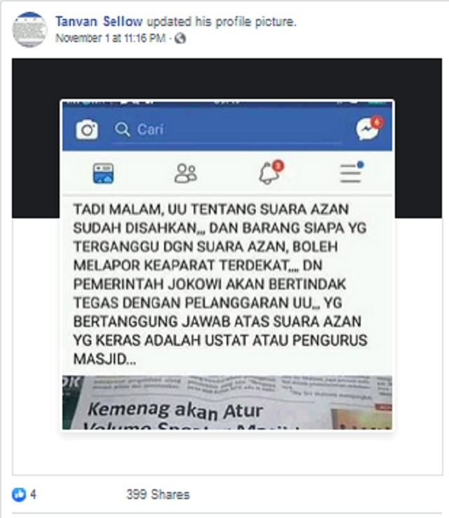 Benarkah Jokowi Sahkan Undang-Undang Mengatur Suara Azan? Ini Faktanya