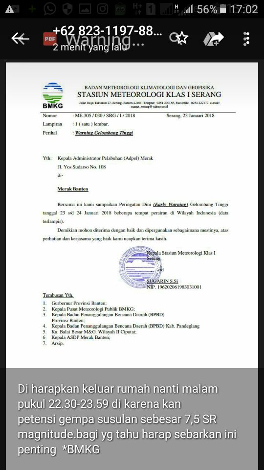 Bmkg Serang Bantah Keluarkan Surat Edaran Prediksi Gempa