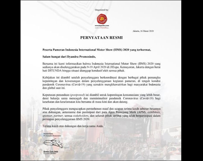 Virus Korona Jadi Biang Kerok IIMS 2020 Ditunda?