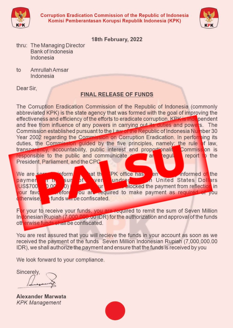 Hati-hati! Modus Penipuan Buka Blokir Rekening Mengatasnamakan KPK