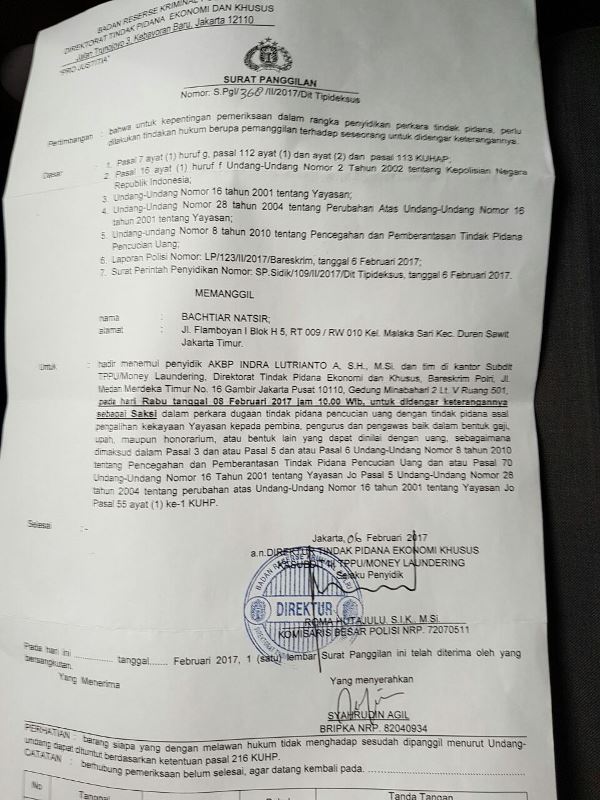 Bachtiar Nasir Enggan Penuhi Panggilan Polisi Yang Tak Taat Prosedur