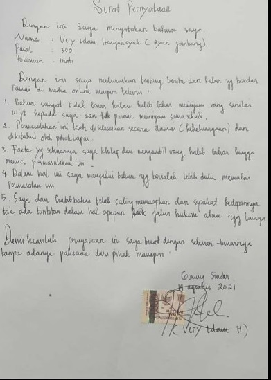 Beredar Surat Klarifikasi Ryan Jombang, Ini Isinya